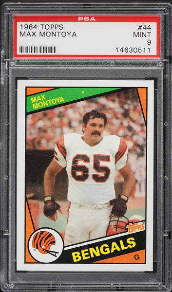 1984 Topps FB Card # 44 Max Montoya Cincinnati Bengals PSA 9 MINT (MGD2)