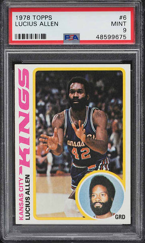1978 Topps BkB Card # 6 Lucius Allen Kansas City Kings PSA 9 MINT (MGD2)