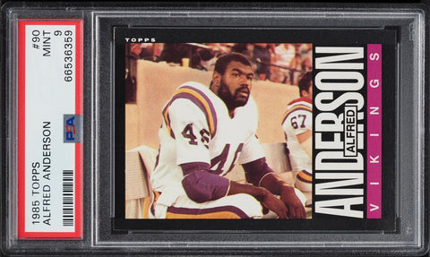1985 Topps FB Card # 90 Alfred Anderson Minnesota Vikings ROOKIE RC PSA 9 MINT (MGD2)