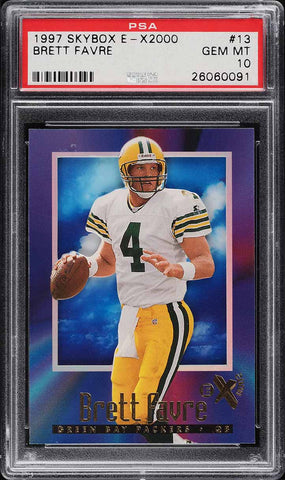 1997 Skybox E-X2000 FB Card # 13 Brett Favre Green Bay Packers HOF PSA 10 (MGD2)