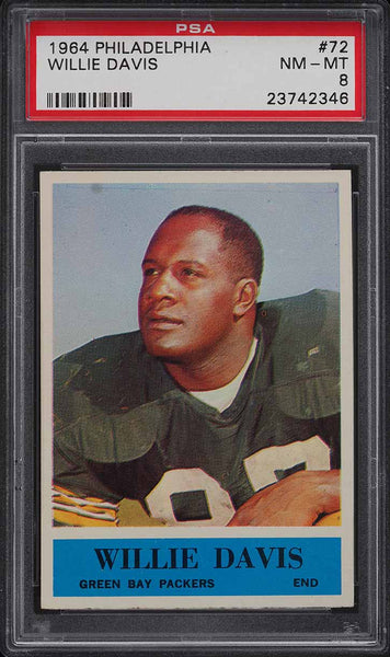 1964 Philadelphia FB Card # 72 Willie Davis ROOKIE RC PSA 8 NM-MT (MGD2)