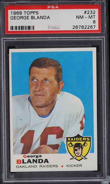 1969 Topps FB Card #232 George Blanda Oakland Raiders HOF PSA 8 NM-MT(MGD2)