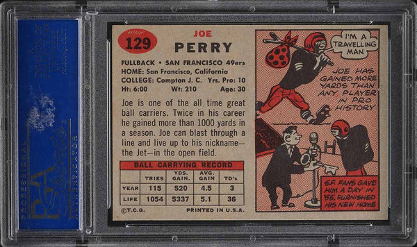 1957 Topps FB Card #129 Joe Perry San Francisco 49ers HOF PSA 7 NRMT (MGD2)