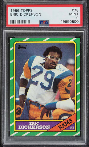 1986 Topps FB Card # 78 Eric Dickerson Los Angeles Rams HOF PSA 9 MINT (MGD2)