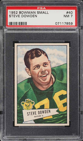 1952 Bowman Small FB Card # 40 Steve Dowden Green Bay Packers ROOKIE RC PSA 7 NM (MGD2)