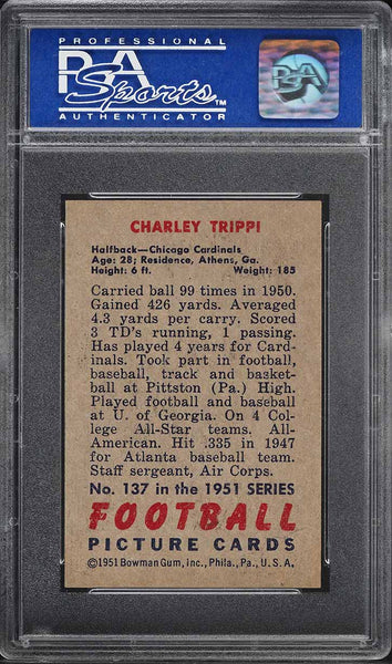 1951 Bowman FB Card #137 Charlie Trippi Chicago Cardinals HOF PSA 7 NRMT (MGD2)