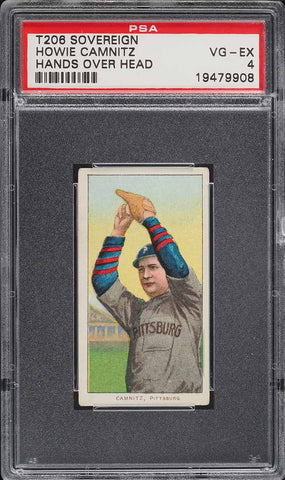 1909-11 T206 Howie Camnitz HANDS OVER HEAD, SOVEREIGN 460 PSA 4 VGEX (MGD2)