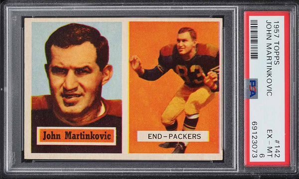 1957 Topps FB Card #142 John Martinkovic Green Bay Packers HOF PSA 6 EXMT (MGD2)