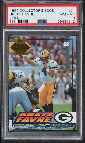 1994 Collector's Edge FB Card # 71 Brett Favre HOF GOLD PSA 8 NM-MT (MGD2)