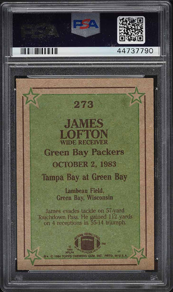 1984 Topps FB Card #273 James Lofton Packers INSTANT REPLAY HOF PSA 8 NM-MT (MGD2)