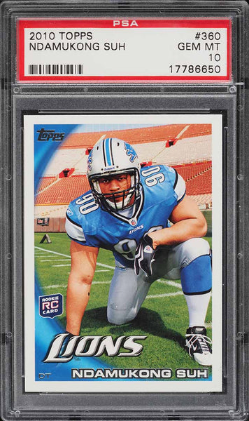 2010 Topps FB Card #360 Ndamukong Suh Detroit Lions ROOKIE RC PSA 10 GEM MINT (MGD2)