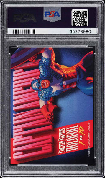 1994 Marvel Masterpieces HOLOFOIL SILVER Card # 1 Captain America PSA 10 GEM MINT (MGD2)