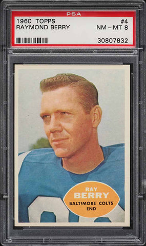 1960 Topps FB Card # 4 Raymond Berry Baltimore Colts HOF PSA 8 NM-MT (MGD2)