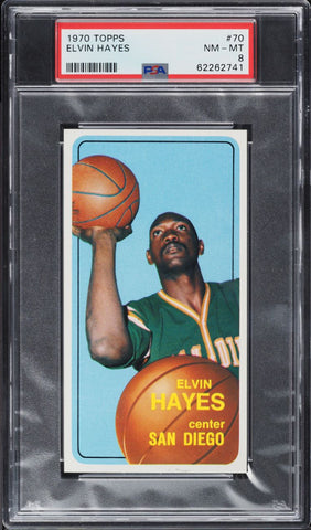 1970 Topps Bkb Card # 70 Elvin Hayes San Diego Rockets HOF PSA 8 NM-MT (MGD2)