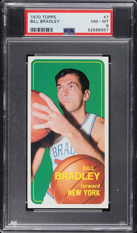 1970 Topps BkB Card # 7 Bill Bradley New York Knicks HOF PSA 8 NM-MT (MGD2)