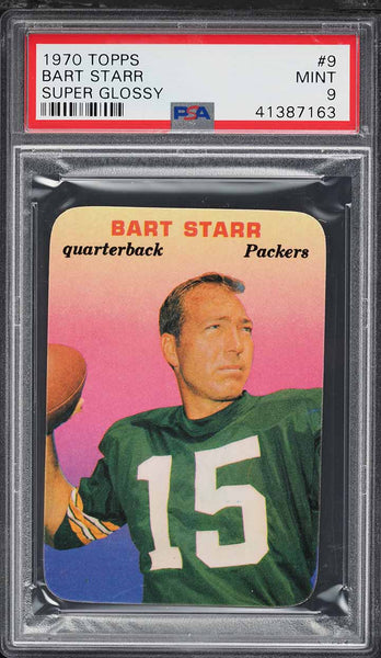 1970 Topps FB SUPER GLOSSY Card # 9 Bart Starr Green Bay Packers HOF PSA 9 MINT (MGD2)