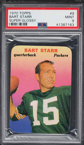 1970 Topps FB SUPER GLOSSY Card # 9 Bart Starr Green Bay Packers HOF PSA 9 MINT (MGD2)