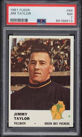 1961 Fleer FB Card # 89 Jim Taylor Green Bay Packers HOF PSA 7 NRMT (MGD2)