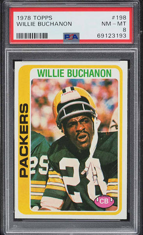 1978 Topps FB Card #198 Willie Buchanon Green Bay Packers HOF PSA 8 NM-MT (MGD2)