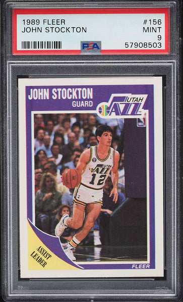 1989 Fleer BkB Card #156 John Stockton HOF PSA 9 MINT (MGD2)