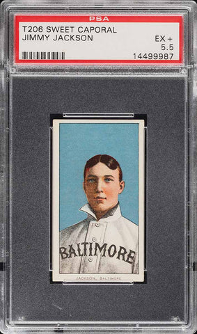 1909-11 T206 Jimmy Jackson Baltimore, SWEET CAPORAL 350/30 PSA 5.5 EX+ (MGD2)