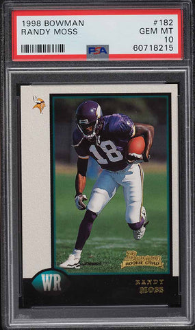 1998 Bowman FB Card #182 Randy Moss ROOKIE RC PSA 10 GEM MINT (MGD2)