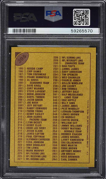 1986 Topps FB Card #395 Checklist 133-264 PSA 8 NM-MT (MGD2)