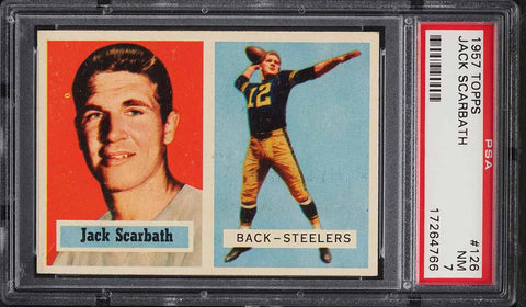 1957 Topps FB Card #126 Jack Scarbath Pittsburgh Steelers HOF PSA 7 NRMT (MGD2)