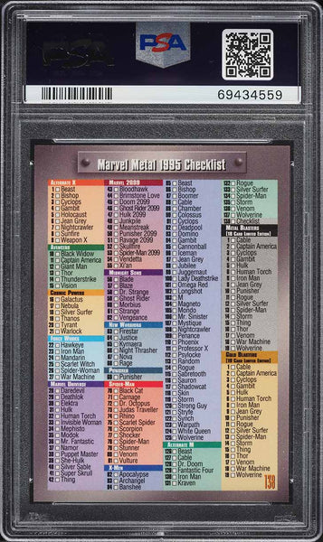 1995 Marvel Metal Card #138 Checklist PSA 10 GEM MINT (MGD2)