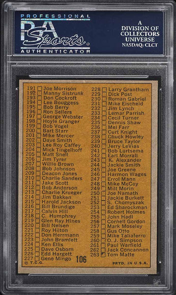 1971 Topps FB Card #106 NFL Football CHECKLIST 133-263 #106 PSA 8 NM-MT (MGD2)