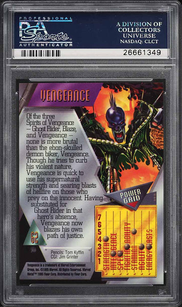 1995 Marvel Metal Card # 62 Vengeance PSA 10 GEM MINT (MGD2)