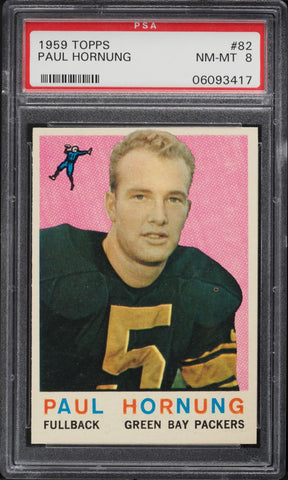 1959 Topps FB Card # 82 Paul Hornung Green Bay Packers HOF PSA 8 NM-MT (MGD2)