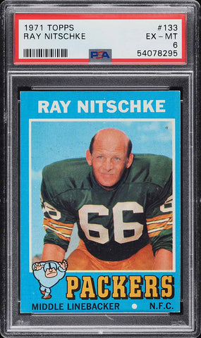 1971 Topps FB Card #133 Ray Nitschke Green Bay Packers HOF PSA 6 EXMT (MGD2)