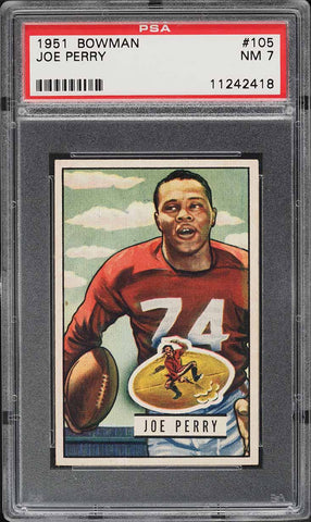 1951 Bowman FB Card #105 Joe Perry San Francisco 49ers HOF PSA 7 NRMT (MGD2)