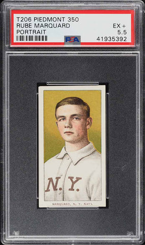 1909-11 T206 Rube Marquard HOF PORTRAIT PIEDMONT 350/25 PSA 5.5 EX+ PWCC-E (MGD2)