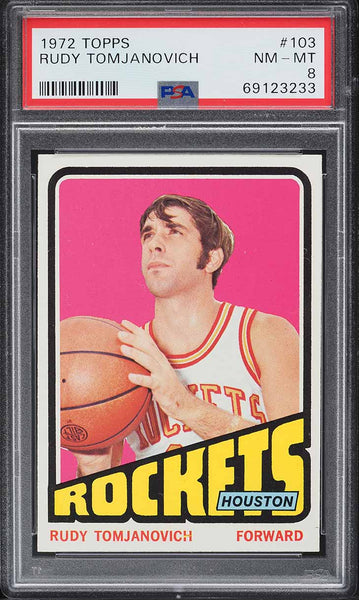 1972 Topps BkB Card #103 Rudy Tomjanovich Houston Rockets HOF PSA 8 NM-MT (MGD2)