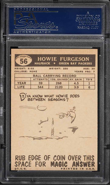 1959 Topps FB Card # 56 Howard Ferguson Green Bay Packers PSA 8 NM-MT (MGD2)