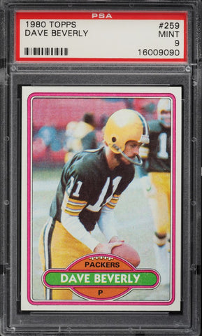 1980 Topps FB Card #259 Dave Beverly PSA 9 MINT (MGD2)