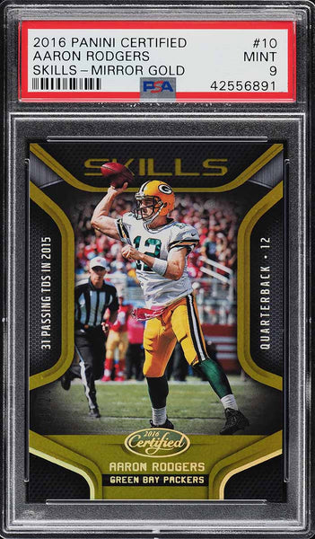 2016 Certified FB Card # 10 Aaron Rodgers SKILLS MIRROR GOLD /25 PSA 9 MINT (MGD2)