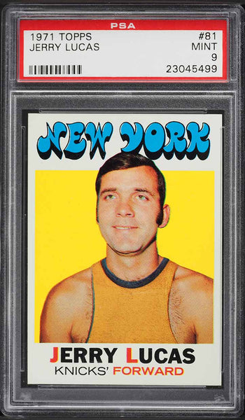 1971 Topps BkB Card # 81 Jerry Lucas New York Knicks HOF PSA 9 MINT (MGD2)