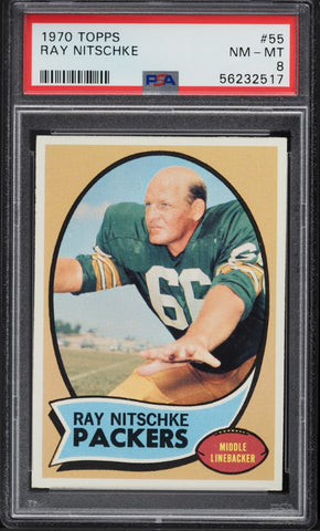 1970 Topps FB Card # 55 Ray Nitschke HOF PSA 8 NM-MT (MGD2)