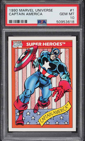 1990 Impel Marvel Universe Card # 1 Captain America PSA 10 GEM MINT (MGD2)