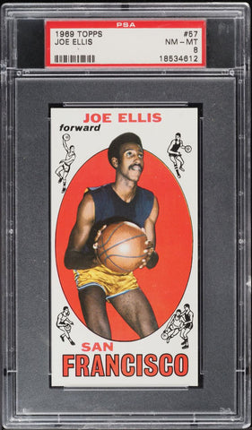 1969 Topps Bkb Card # 57 Joe Ellis San Francisco Warriors PSA 8 NM-MT (MGD2)