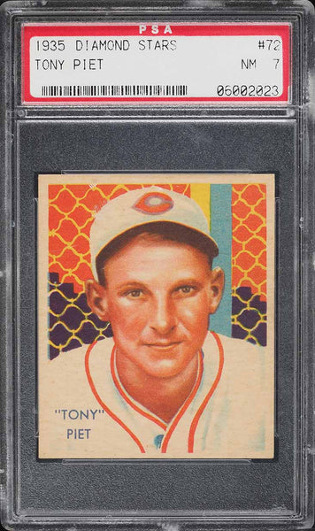 1935 Diamond Stars BB Card # 72 Tony Piet Chicago White Sox PSA 7 NRMT (MGD2)