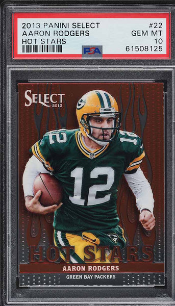 2013 Select FB Card # 22 Aaron Rodgers Packers HOT STARS PSA 10 GEM MINT (MGD2)