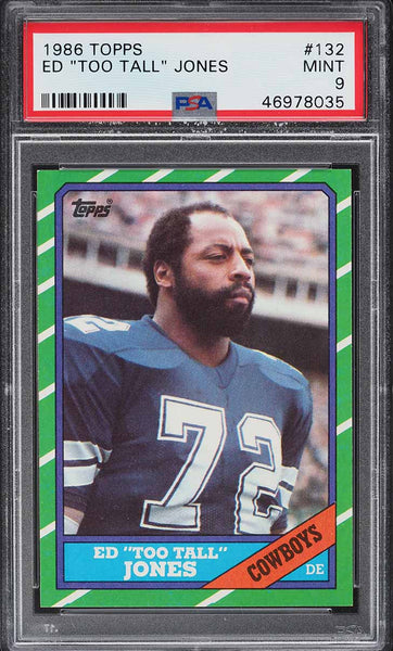 1986 Topps FB Card #132 Ed "Too Tall" Jones Dallas Cowboys PSA 9 MINT (MGD2)