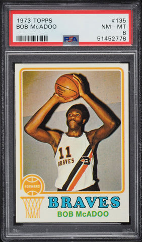 1973 Topps BkB Card #135 Bob McAdoo Buffalo Braves HOF ROOKIE RC PSA 8 NM-MT (MGD2)