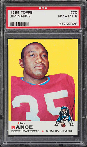 1969 Topps FB Card # 70 Jim Nance Boston Patriots PSA 8 NM-MT (MGD2)