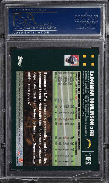 2007 Topps FB Turn Back the Clock Card # 10 LaDainian Tomlinson HOF PSA 10 (MGD2)