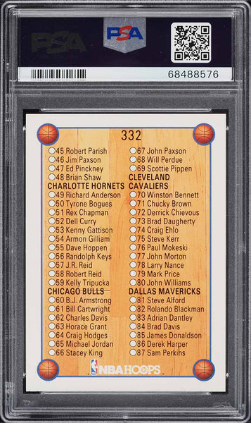 1990 Hoops BkB Card #332 BASKETBALL CHECKLIST 1-87 PSA 9 MINT (MGD2)